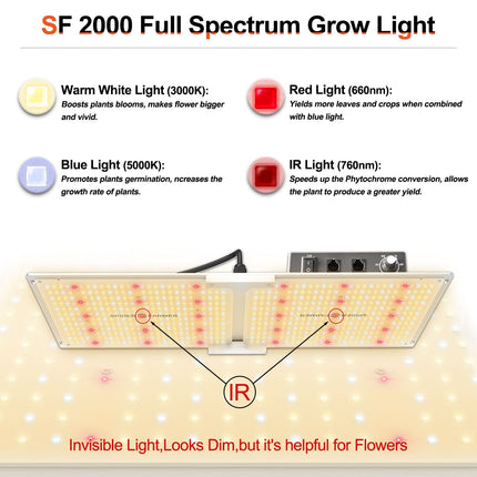 Spider Farmer SF-2000, 200W LED Kweeklamp
