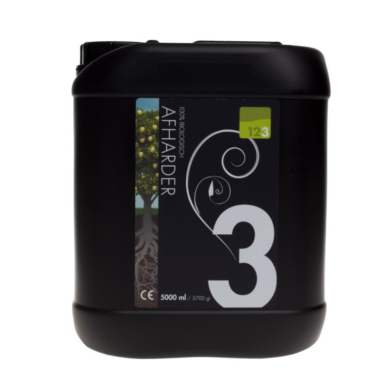 5 liter Afharder. De bloeistimulator van Woma 123 tuintechniek. Krachtige afbloeier voor indoor kweken.